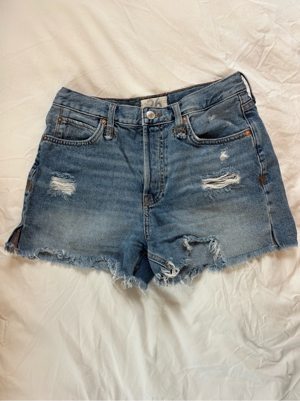 Free People Distressed Blue Denim Women's Shorts